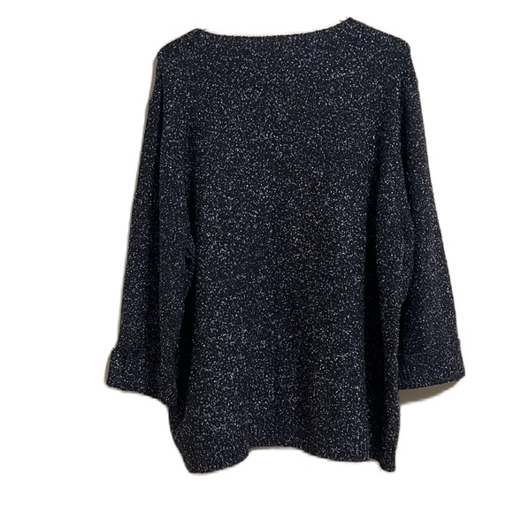 CJ BANKS, Kimono Roll-Up Sleeves, Small Scoop Neckline Sweater, Black/White, 2X - Picture 2 of 6